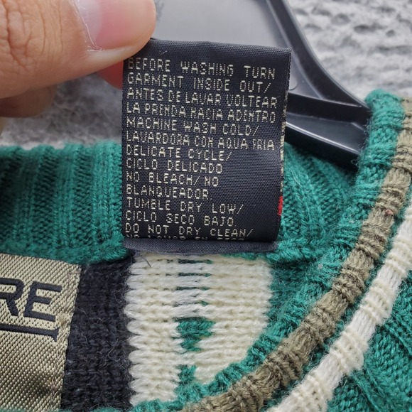 Le Tigre Sweater Mens L Multi Geometric 3D Knit Long Sleeve Crew Neck Pullover - Picture 7 of 12